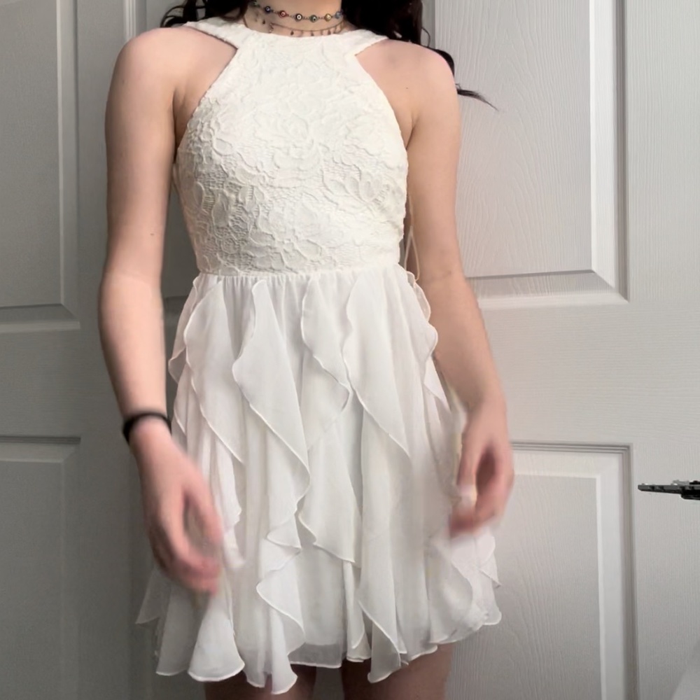 White Windsor High-neck Formal Dress